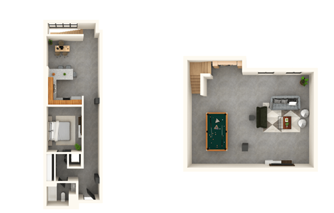 Floor plan for 1 bed, 1 bath, 1325 sqft